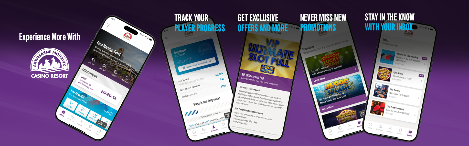 Everything you need is right on your phone, convenient and accessible 24/7. Download the ALL NEW Akwesasne Mohawk Casino Resort app today!