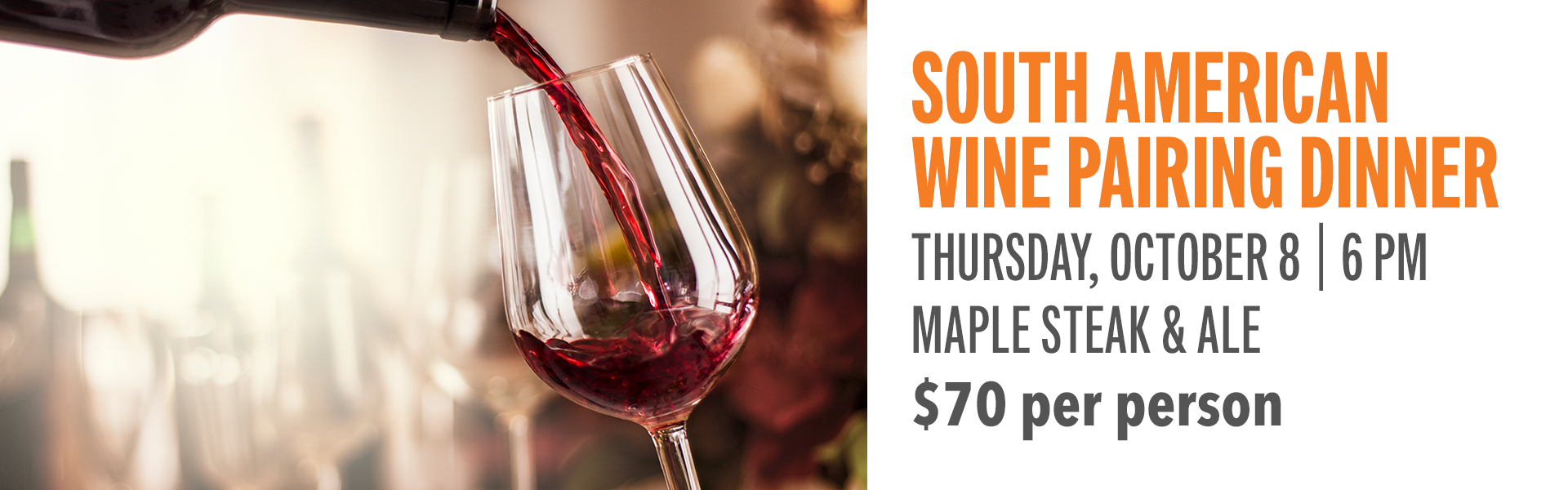 Join us for a 6-course culinary journey featuring South American flavors paired with exceptional wines and spritzes.