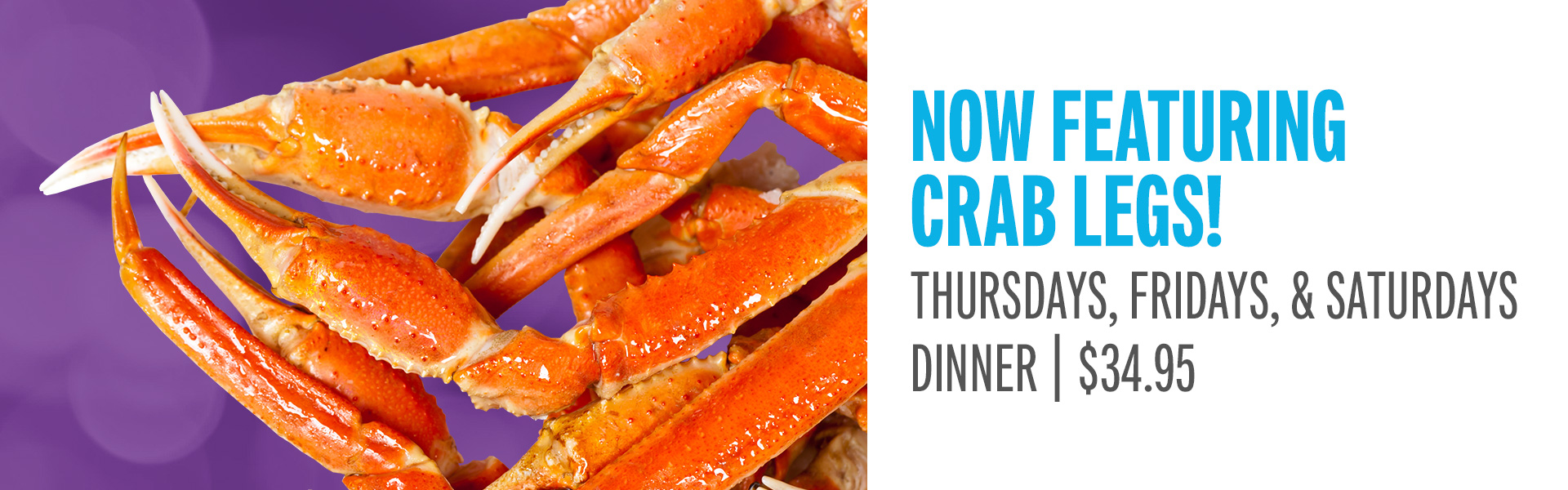 Native Harvest Buffet now featuring crab legs Thursdays, Fridays, and Saturdays!