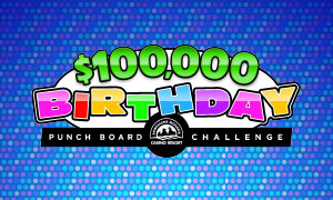 It’s our birthday and we’re celebrating with BIG wins! Every hour, ten lucky guests will be randomly drawn to take part in the action. Eight winners will pocket $100 cash, while two lucky players get the ultimate chance to score big on the Punch Board! Head in for your chance to win $100,000 before we blow out the candles!